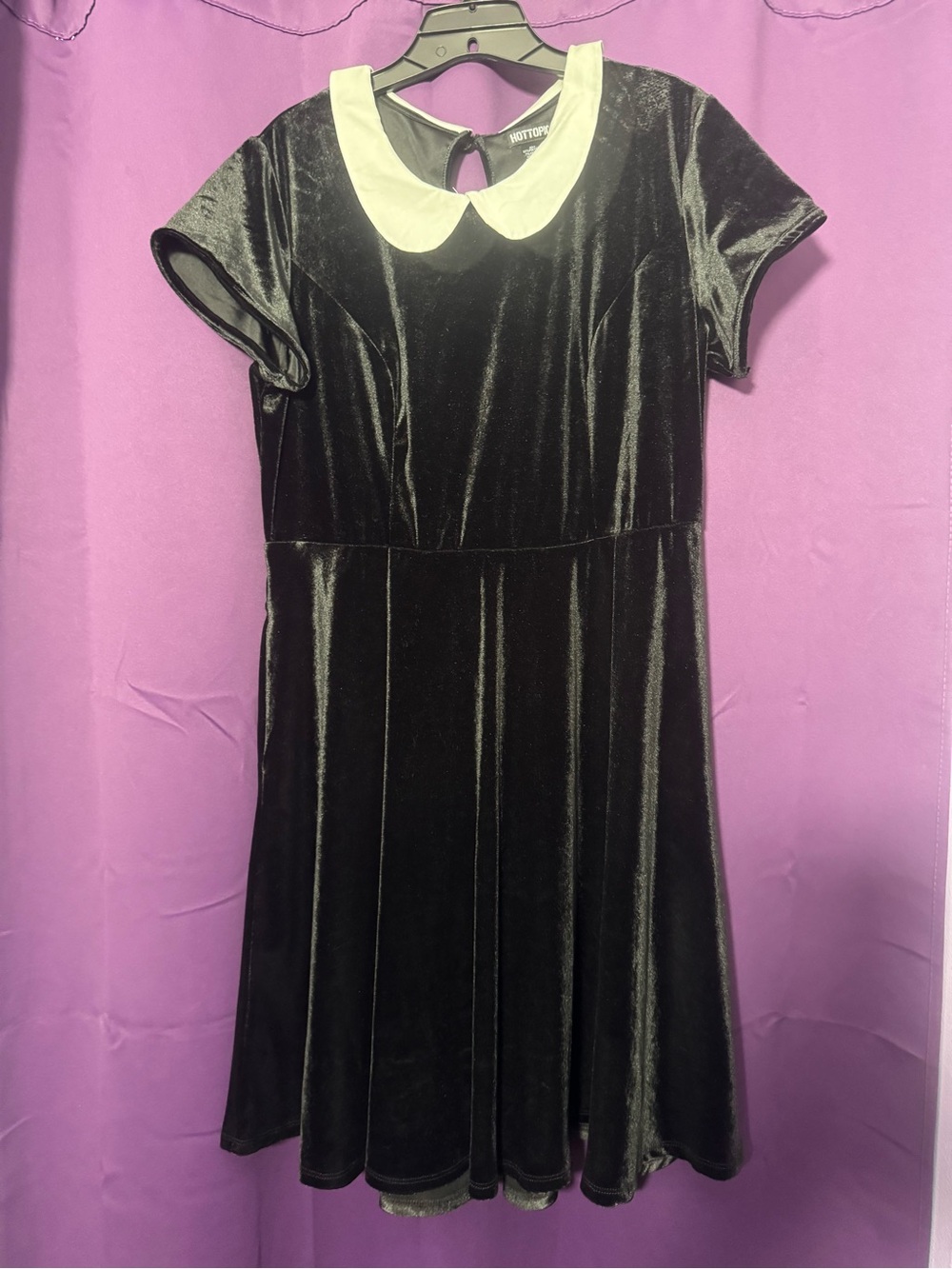 Hot Topic Plus Size Black Velvet Dress with White Peter Pan Collar